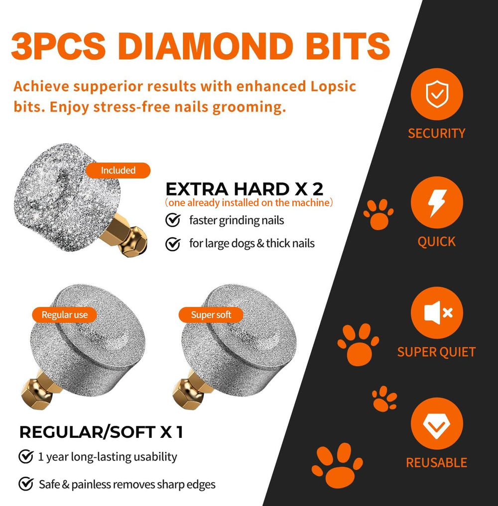 LOPSIC rechargeable dog nail grinder for cordless use anywhere