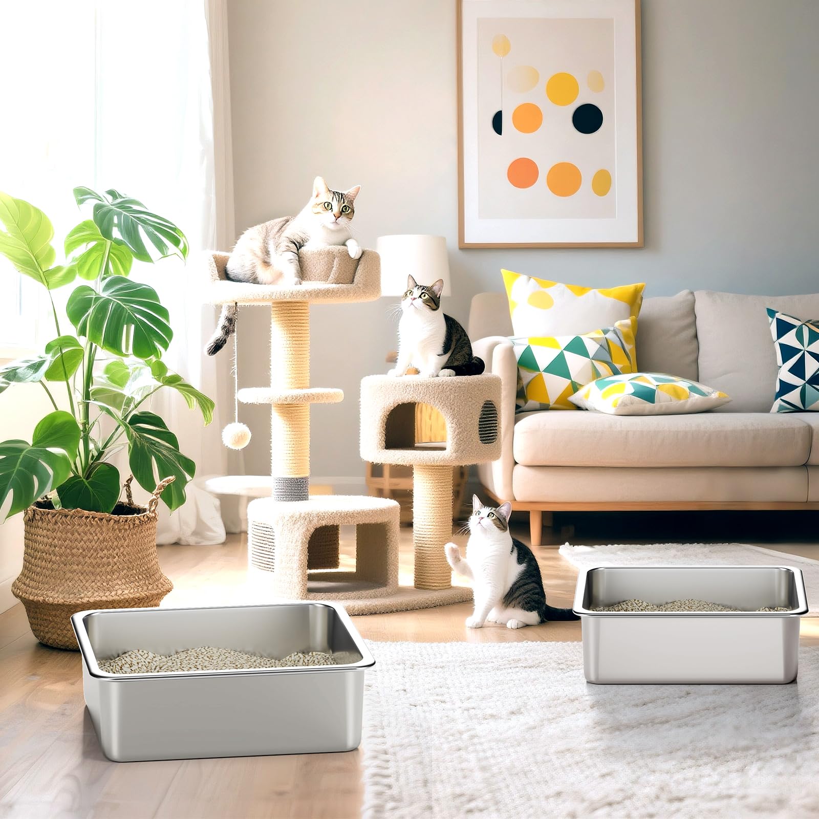 LOPYK stainless steel multi-use litter box can double as tub or storage