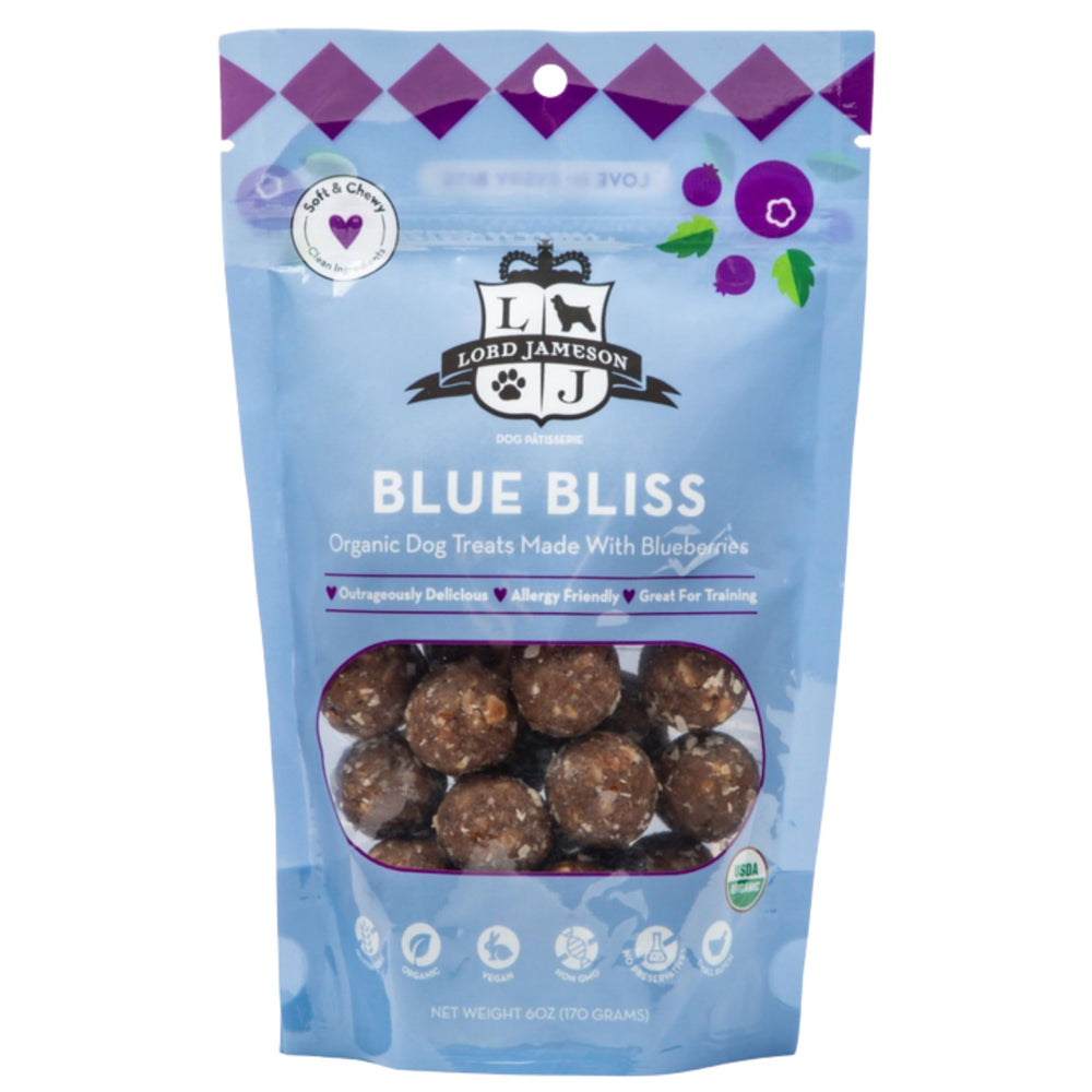 Lord Jameson Blue Bliss bites closeup reveal soft, chewy texture ideal for all life stages.