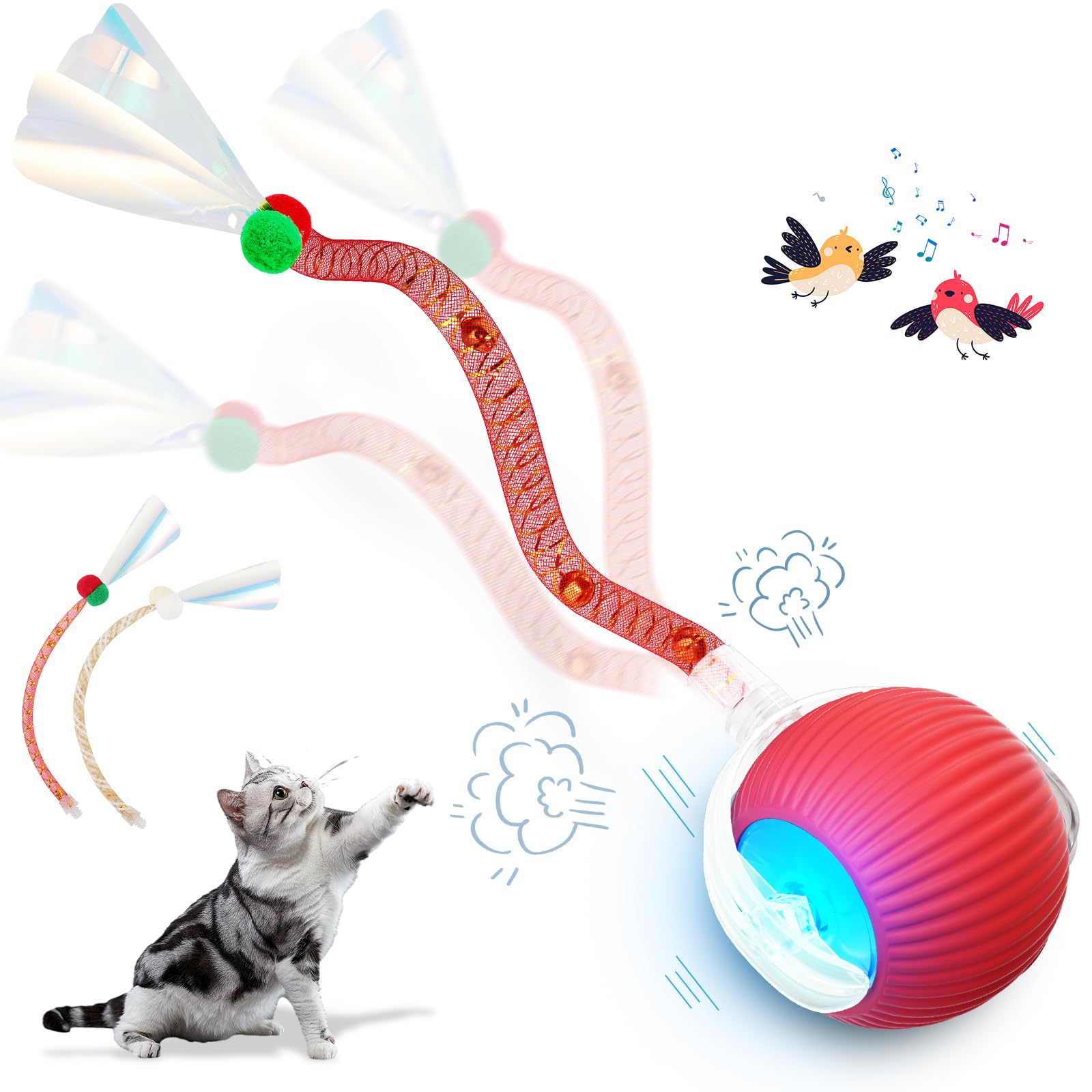 LORDTEC interactive cat ball toy red sparks indoor play and hunting instinct.