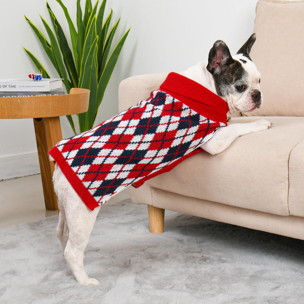 Lorehelina dog sweater plaid warm winter fit supports cozy daily wear.