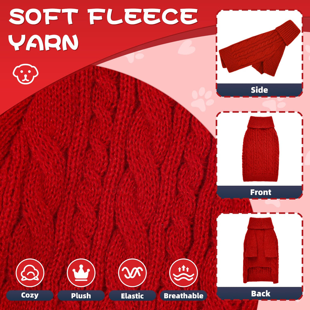 Lorehelina dog sweater sleeve-detail in red emphasizes full-length sleeves for extra coverage.