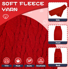 Lorehelina dog sweater sleeve-detail in red emphasizes full-length sleeves for extra coverage.