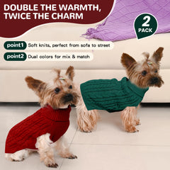 Lorehelina dog sweater XS green knit closeup highlighting durable reinforced stitching.