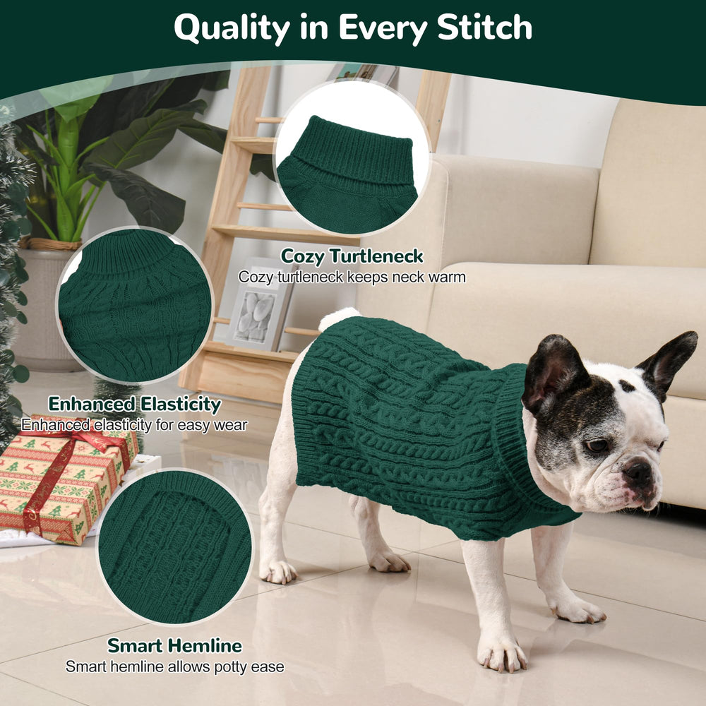 Lorehelina two-pack dog sweaters back view highlights color contrast and knit