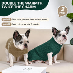 Lorehelina two-pack dog sweaters side view shows stretch knit for mobility