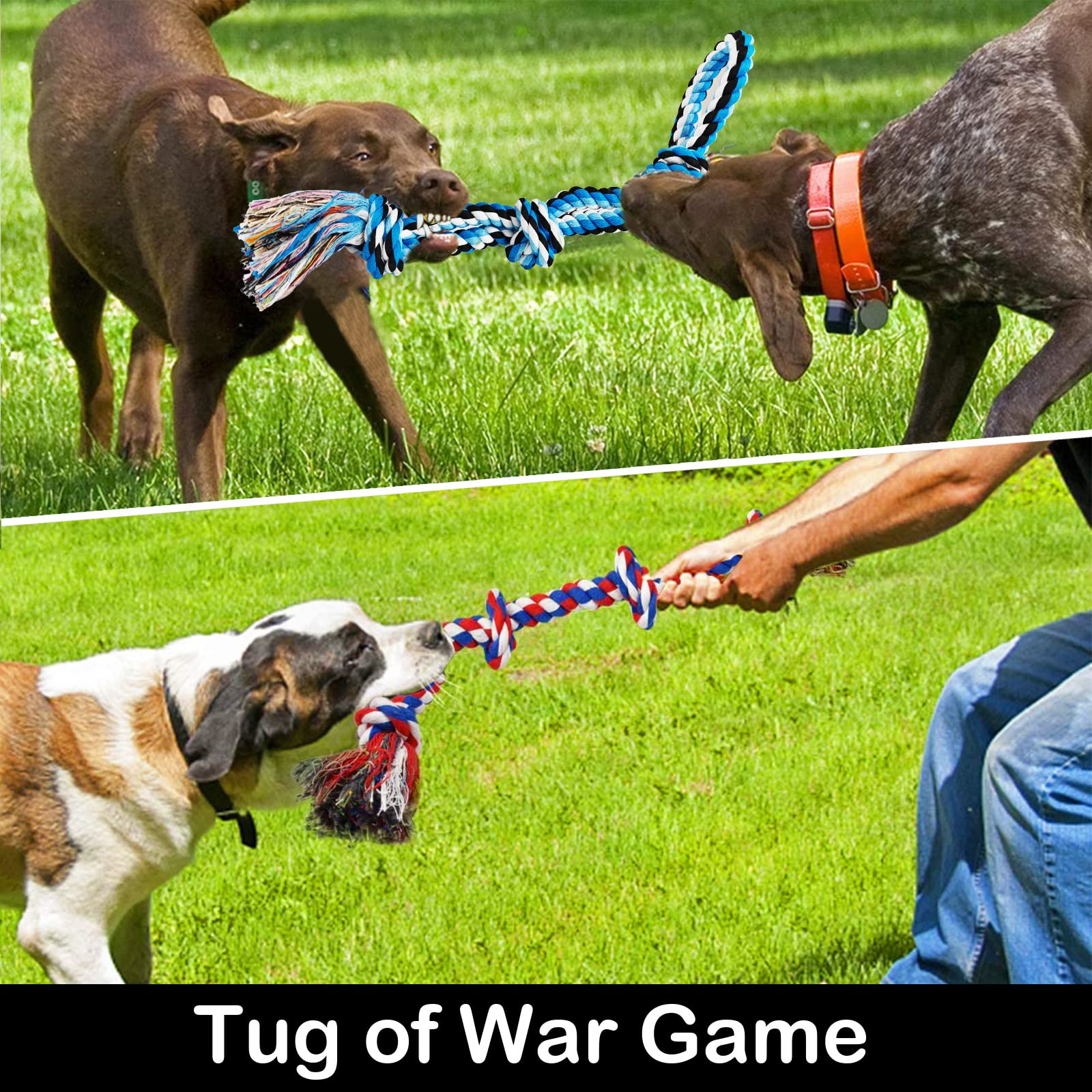 LosFong heavy-duty chew toy image highlights deep texture and non-toxic cotton material.