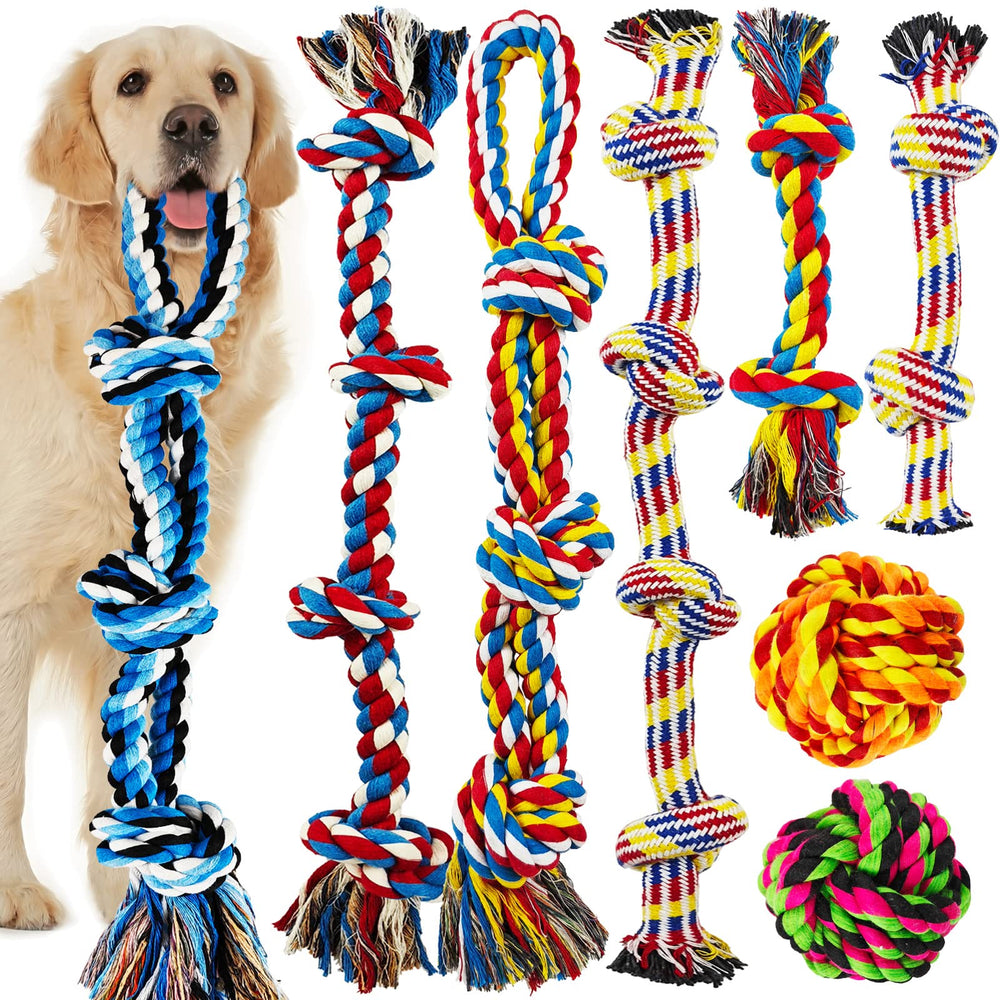 LosFong large dog chew toy close-up shows rugged cotton rope for durability and interactive play.