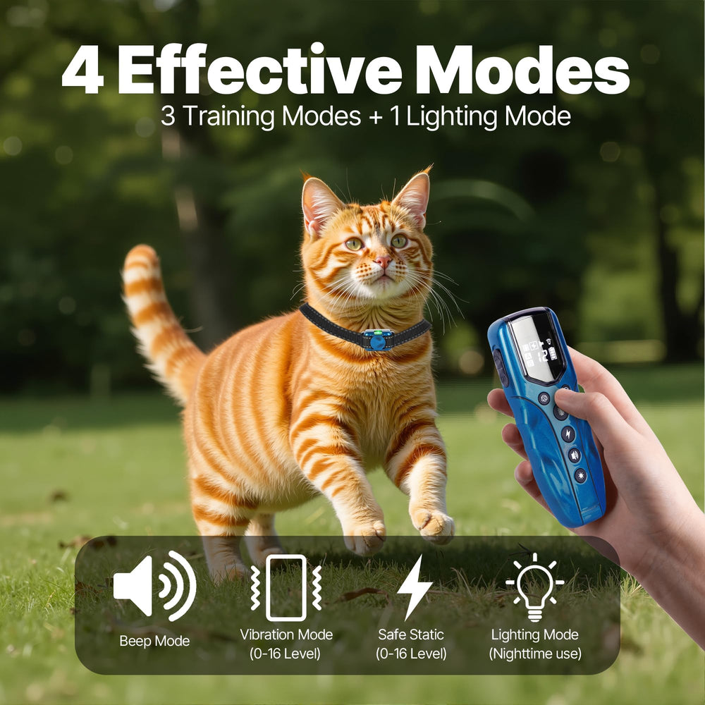 LOSULF cat collar beep vibration shock lighting modes for gentle alerts