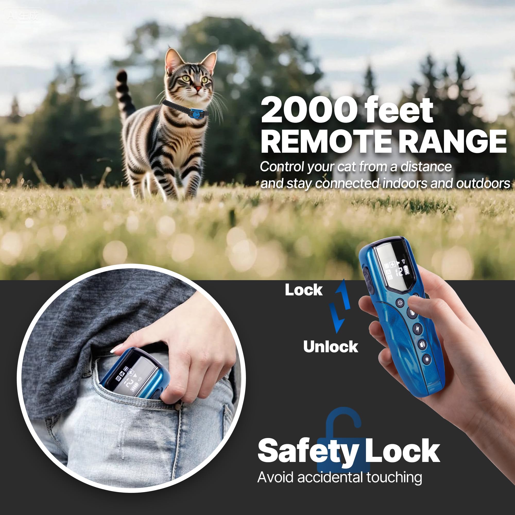 LOSULF IPX7 waterproof cat collar stays functional in rain or mud
