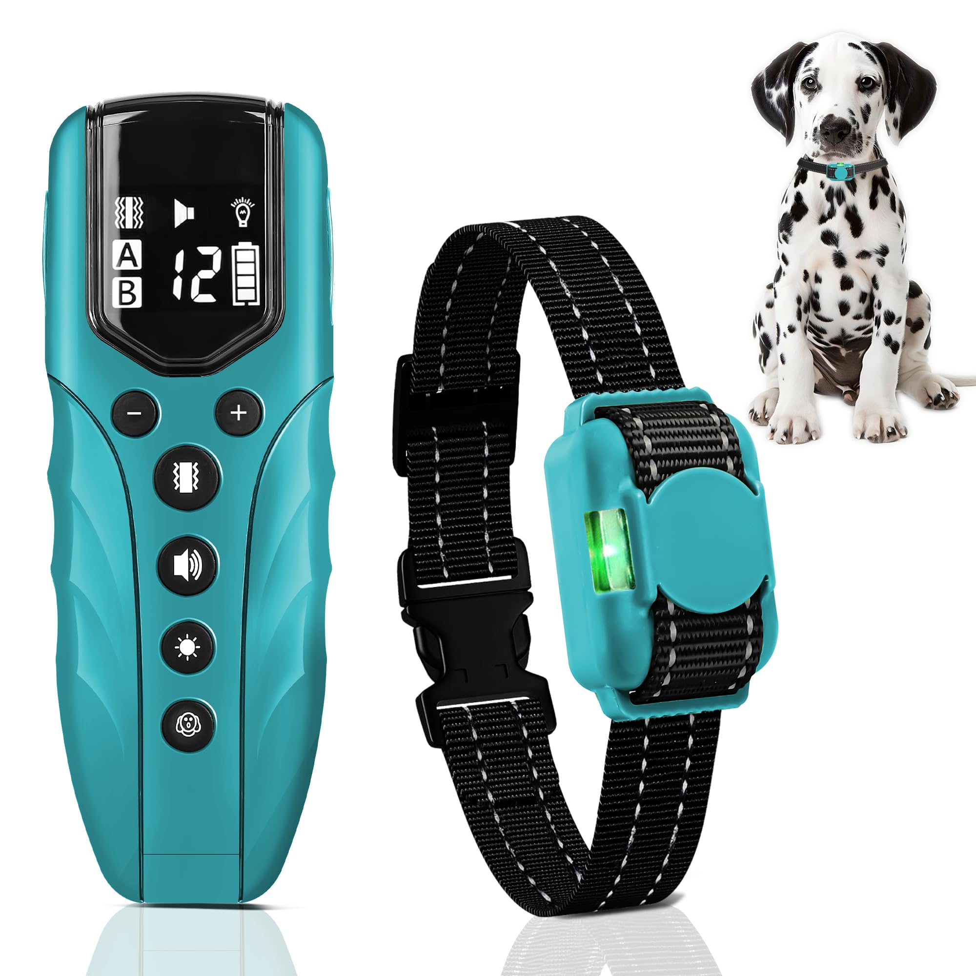 LOSULF lightweight no-shock collar cyan front view for comfortable all-day dog training