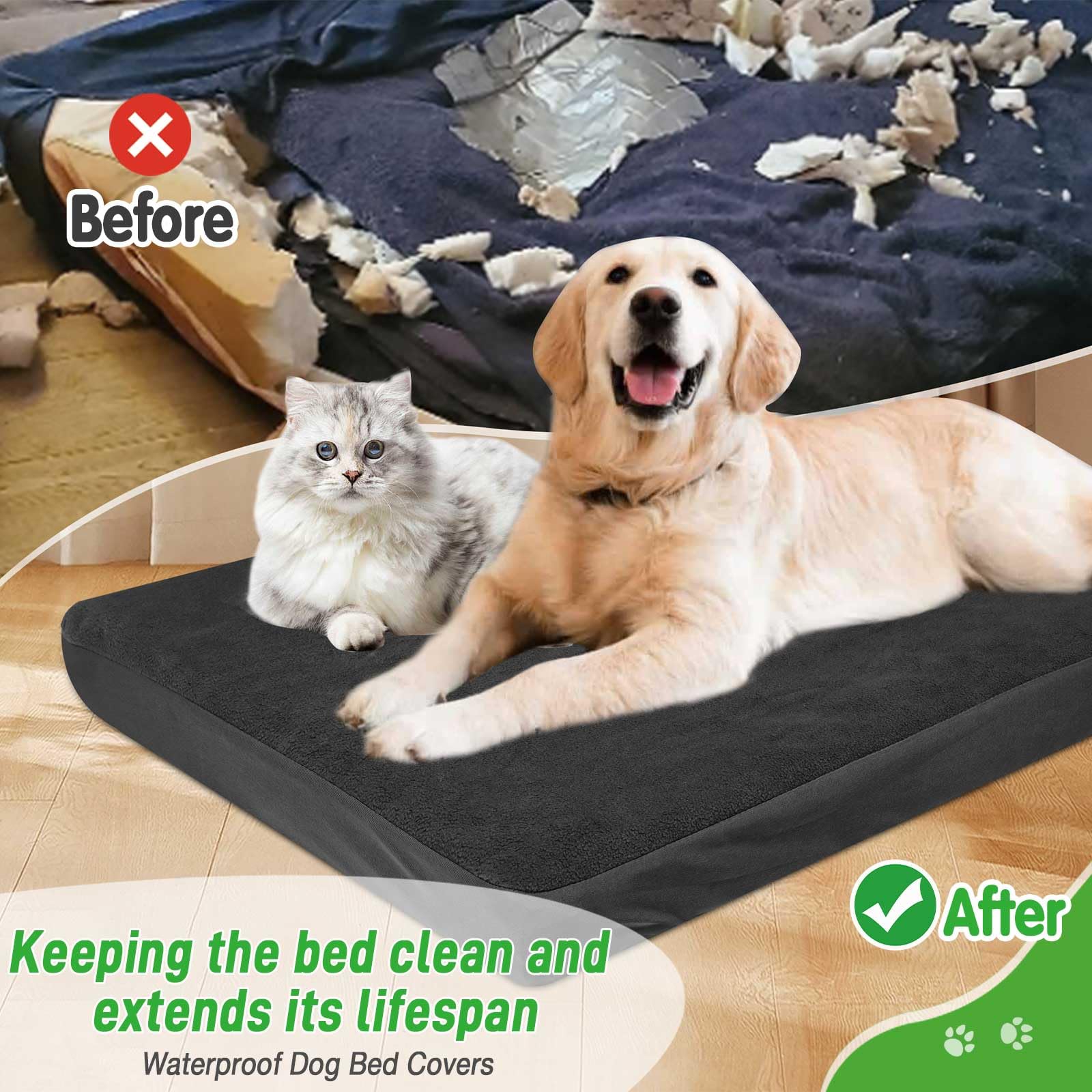 LotuFlor dog bed cover elastic band edge secures fit for quick naps.