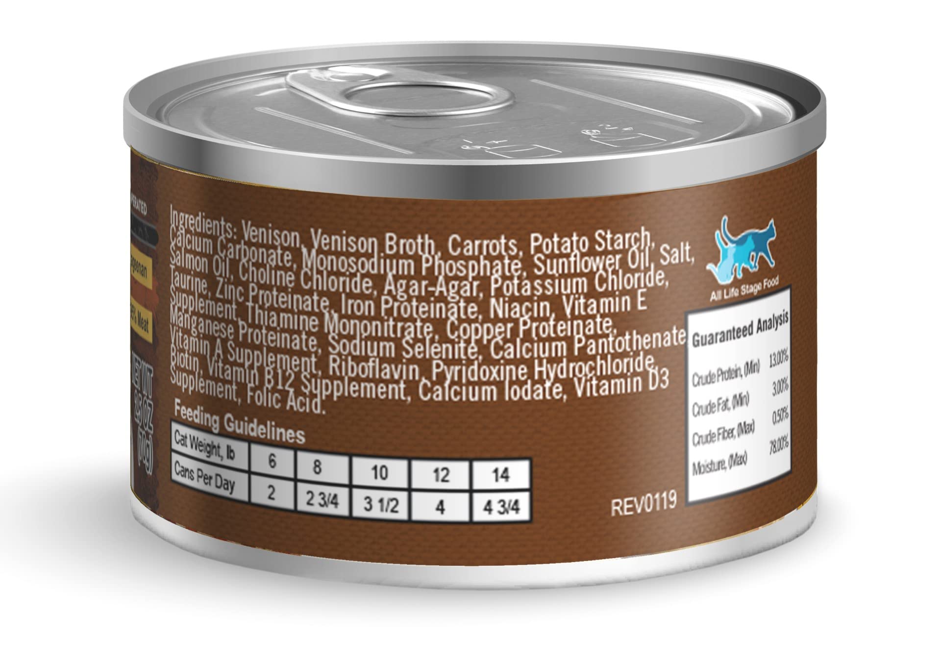 Lotus Just Juicy Venison Stew served in bowl illustrating grain-free single-protein cat meal