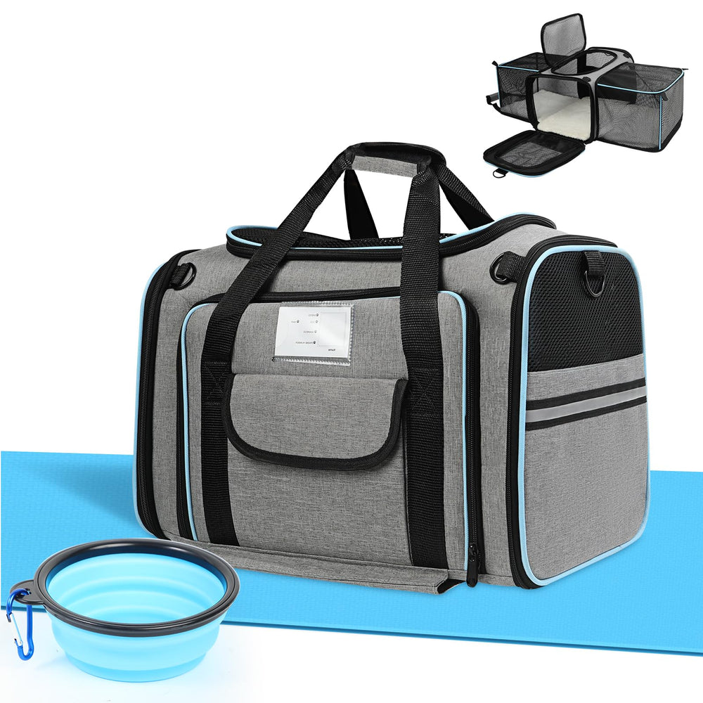 lounginglife folding pet bowl and ID card support on trips.