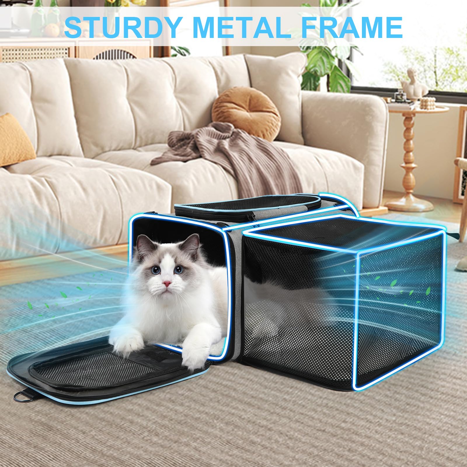 lounginglife soft pet carrier with 600D Oxford fabric offers comfort and ventilation.