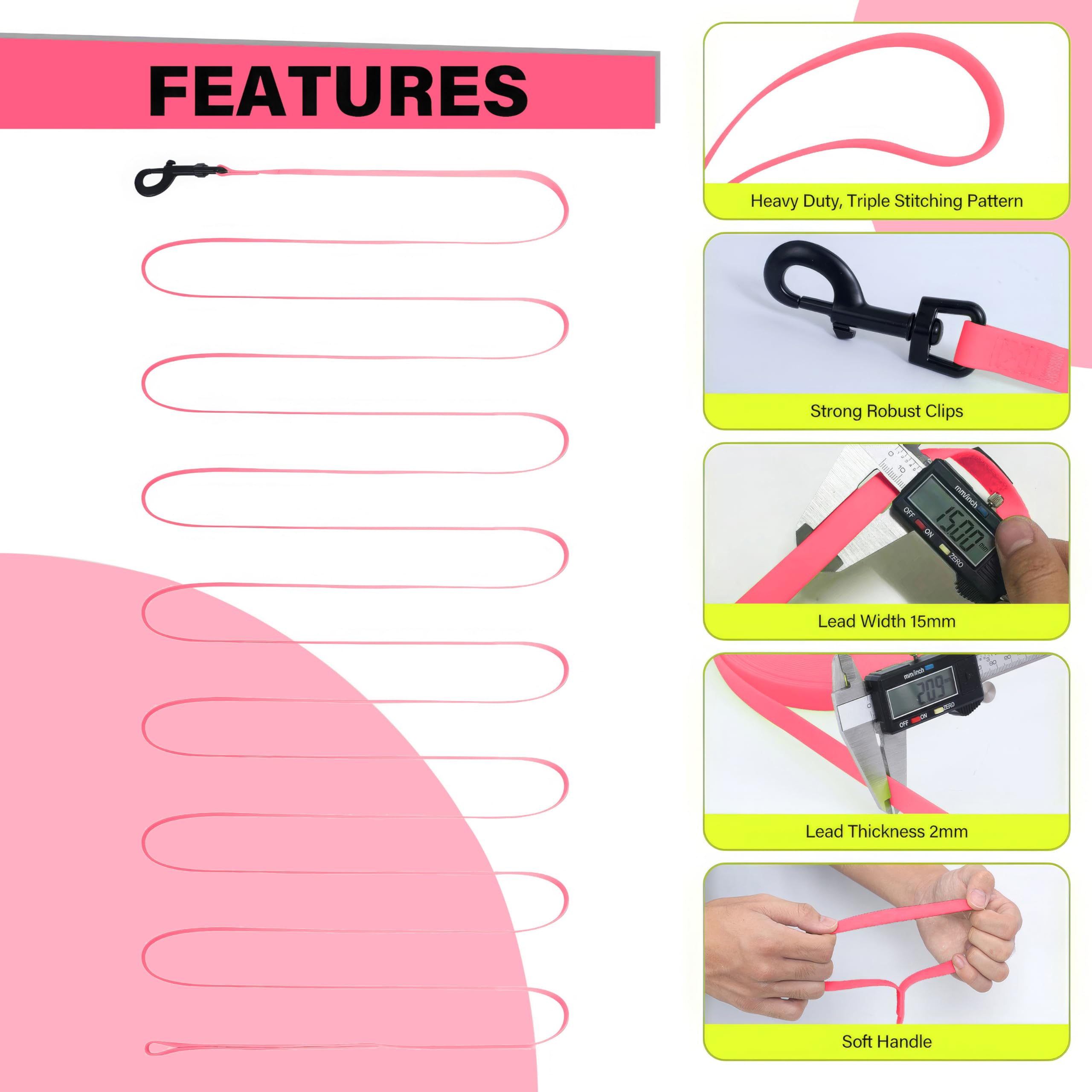 Loutep waterproof leash suitable for beach and river walks and splash-friendly use.