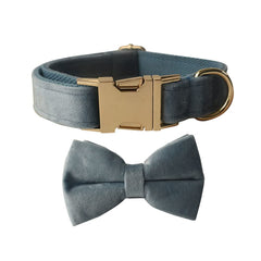 Love Dream bow tie collar petrol blue closeup showing soft velvet texture for comfortable daily wear.