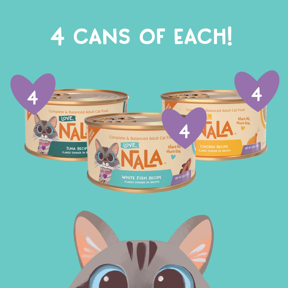 LOVE, NALA white-fish can close-up emphasizes grain-free protein