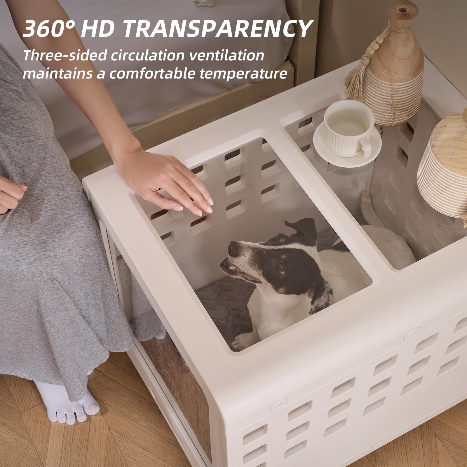 LoveTail modern dog cage with rounded corners to prevent squeezing and pinch injuries.