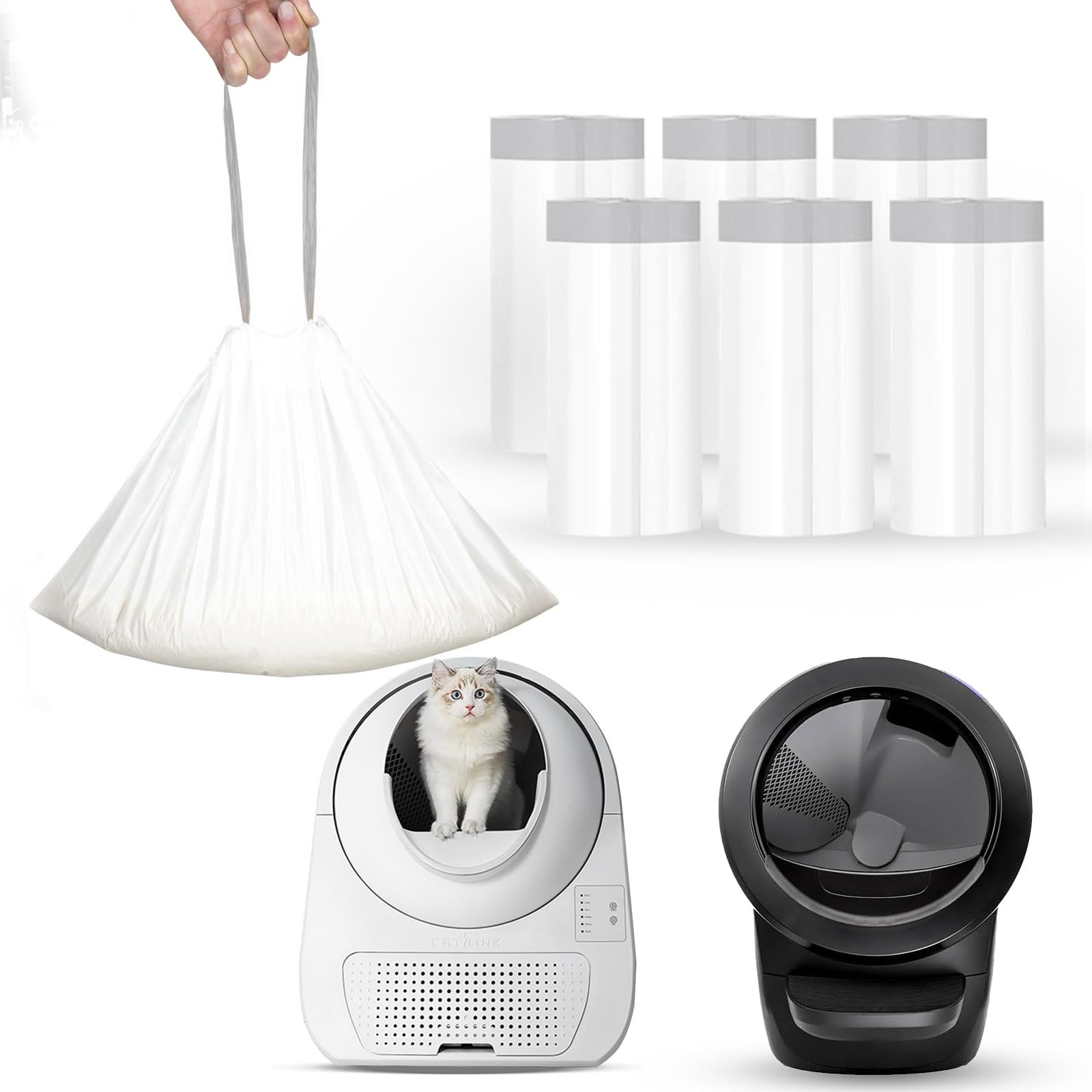 Loveishere 120-pack liners shown fitting SCOOPER Young for quick, clean changes.