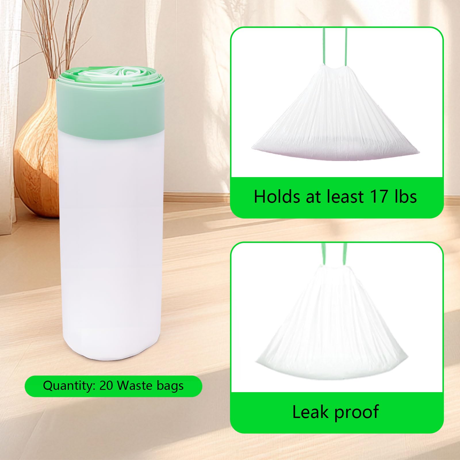 Loveishere heavy-duty HDPE material bag withstands punctures for reliable waste containment.
