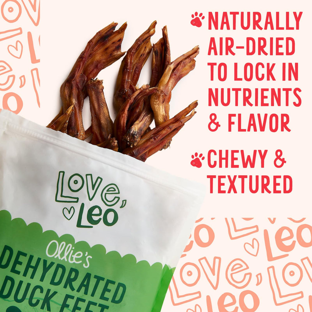 Love Leo duck feet dog chew action shows rewarding training moment.