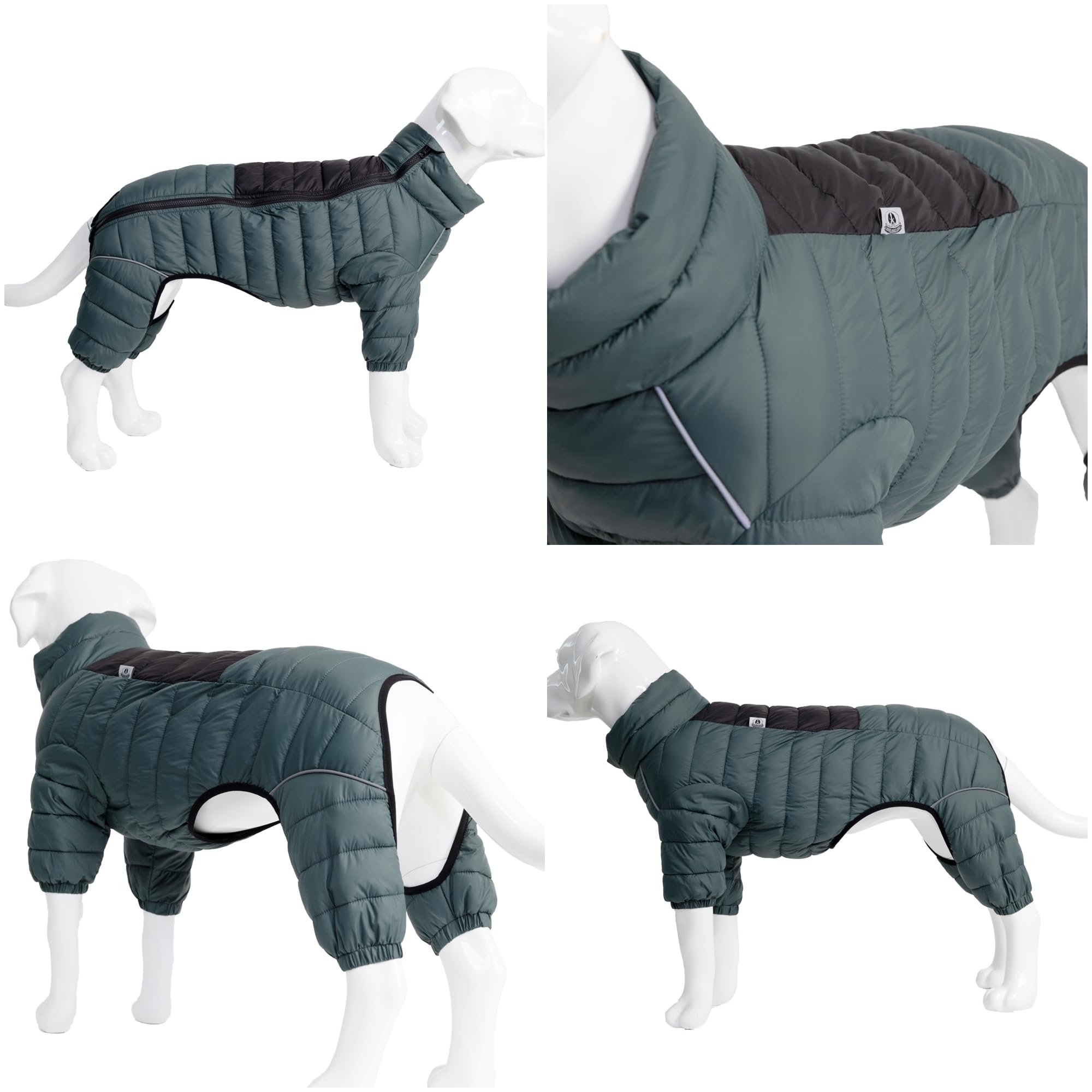 Lovelonglong ArmyGreen Dog Warm Coat side zipper for easy on and off