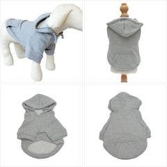 Lovelonglong dog hoodie gray back view highlights the kangaroo pocket.
