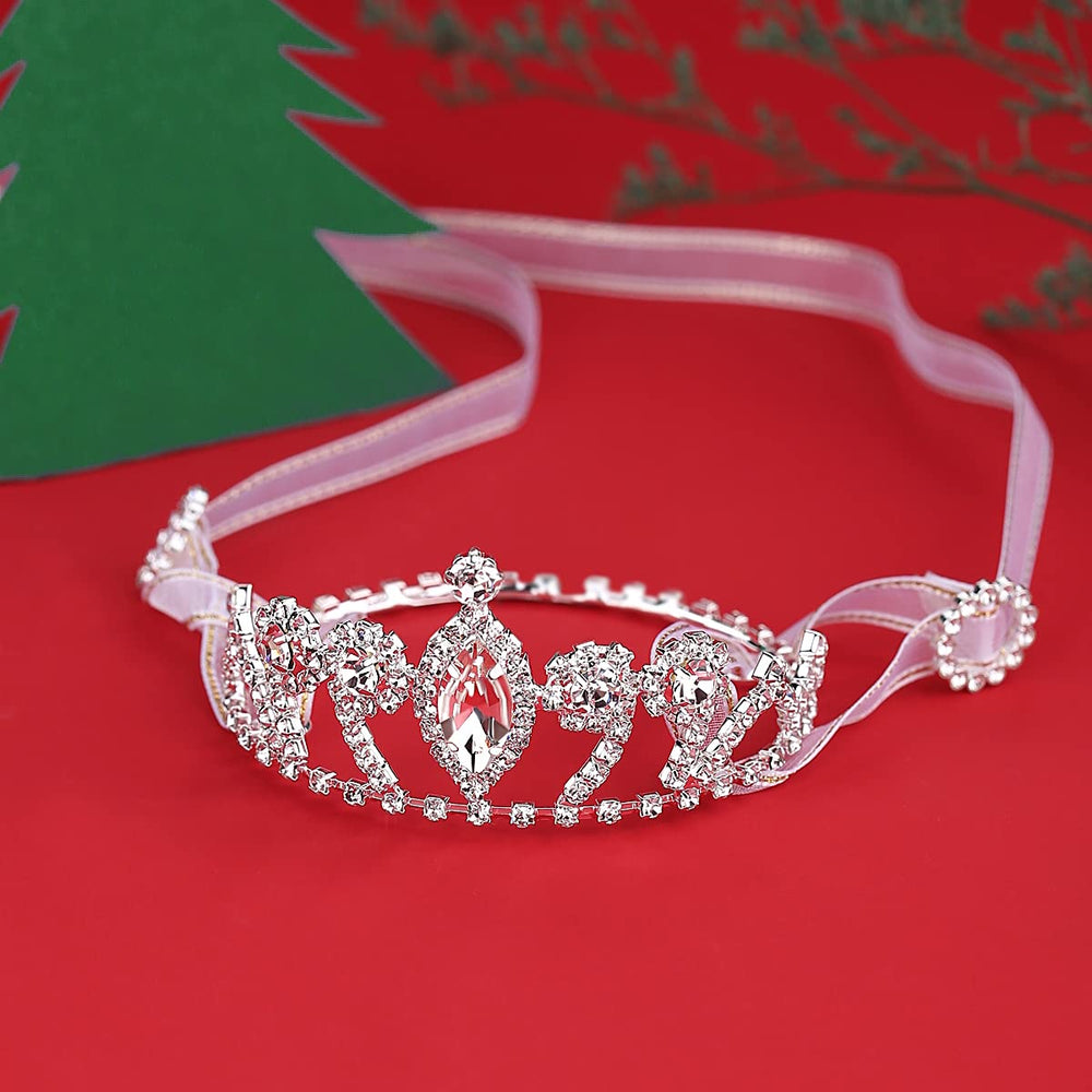 Lovelyshop tiara crown close-up on crystal stones and silver plating
