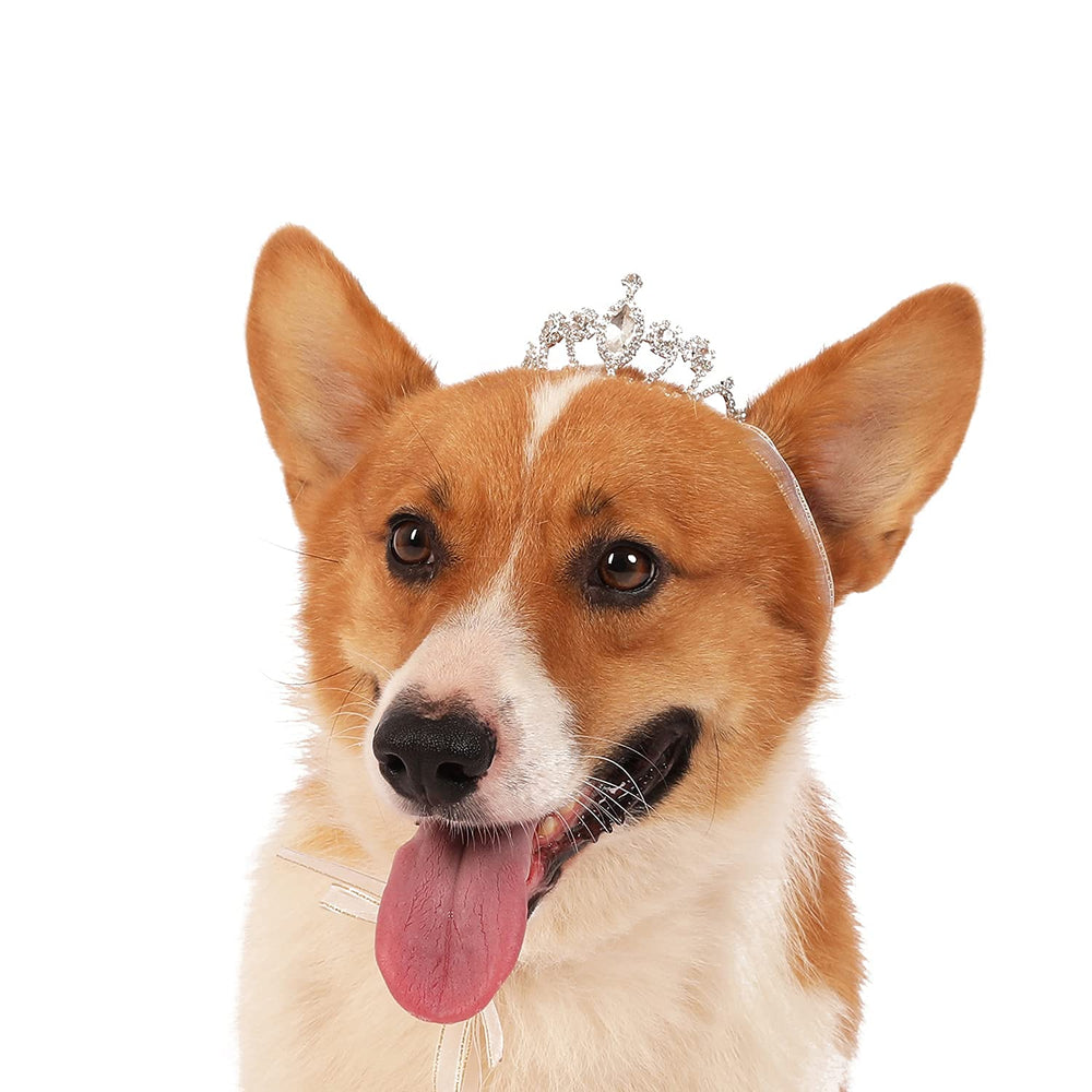 Lovelyshop tiara crown side view showing secure fit for small pets