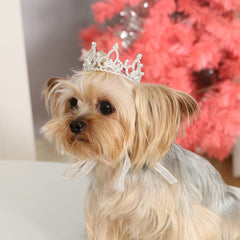 Lovelyshop Pet Series crown side angle showing faux pearls and regal shine