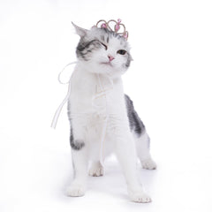 Lovelyshop Pink Gem Gold Pet Crown on head ideal for dress-up photos