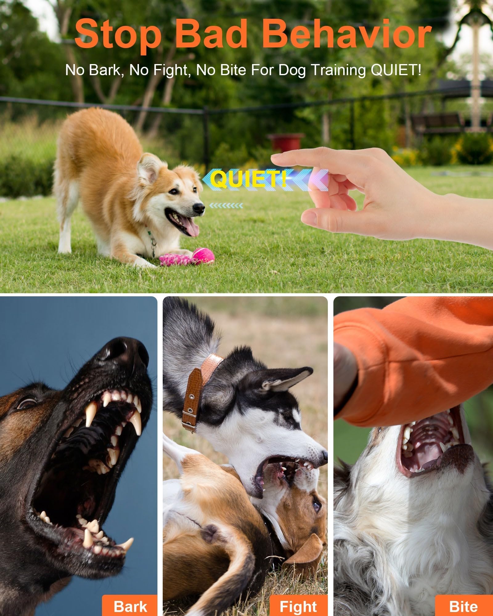 LOVEPETPAL Dog Bark Deterrent Device LED flashlight view aids safe nighttime walks.