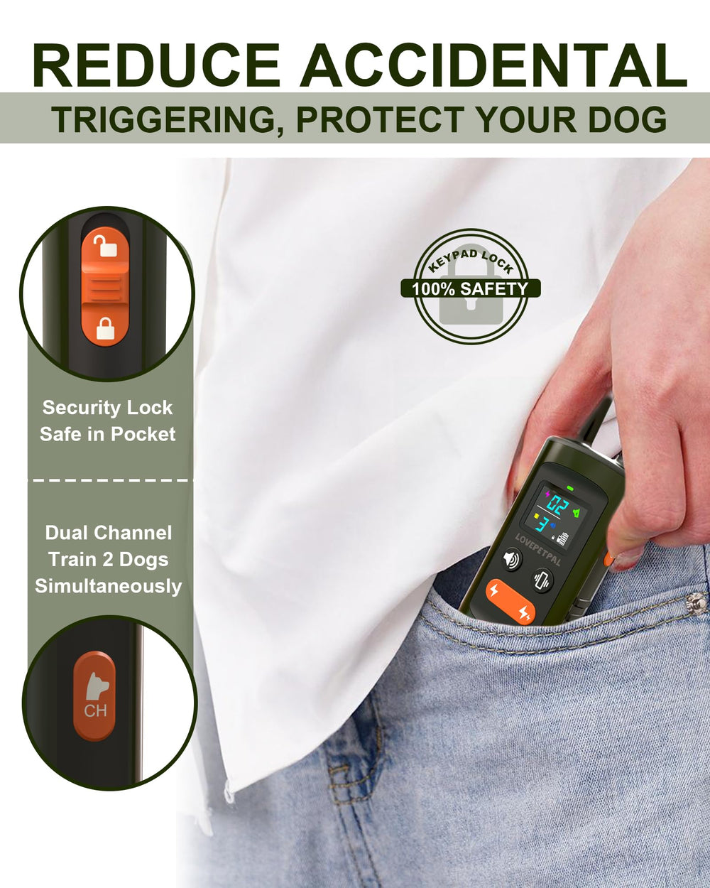 LOVEPETPAL safety lock button prevents accidental stimulation during use