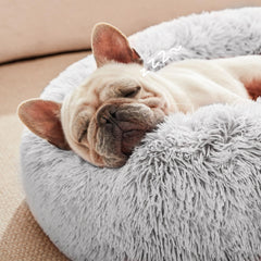 Love's cabin anti-anxiety donut dog bed round shape supports calm naps for small pets