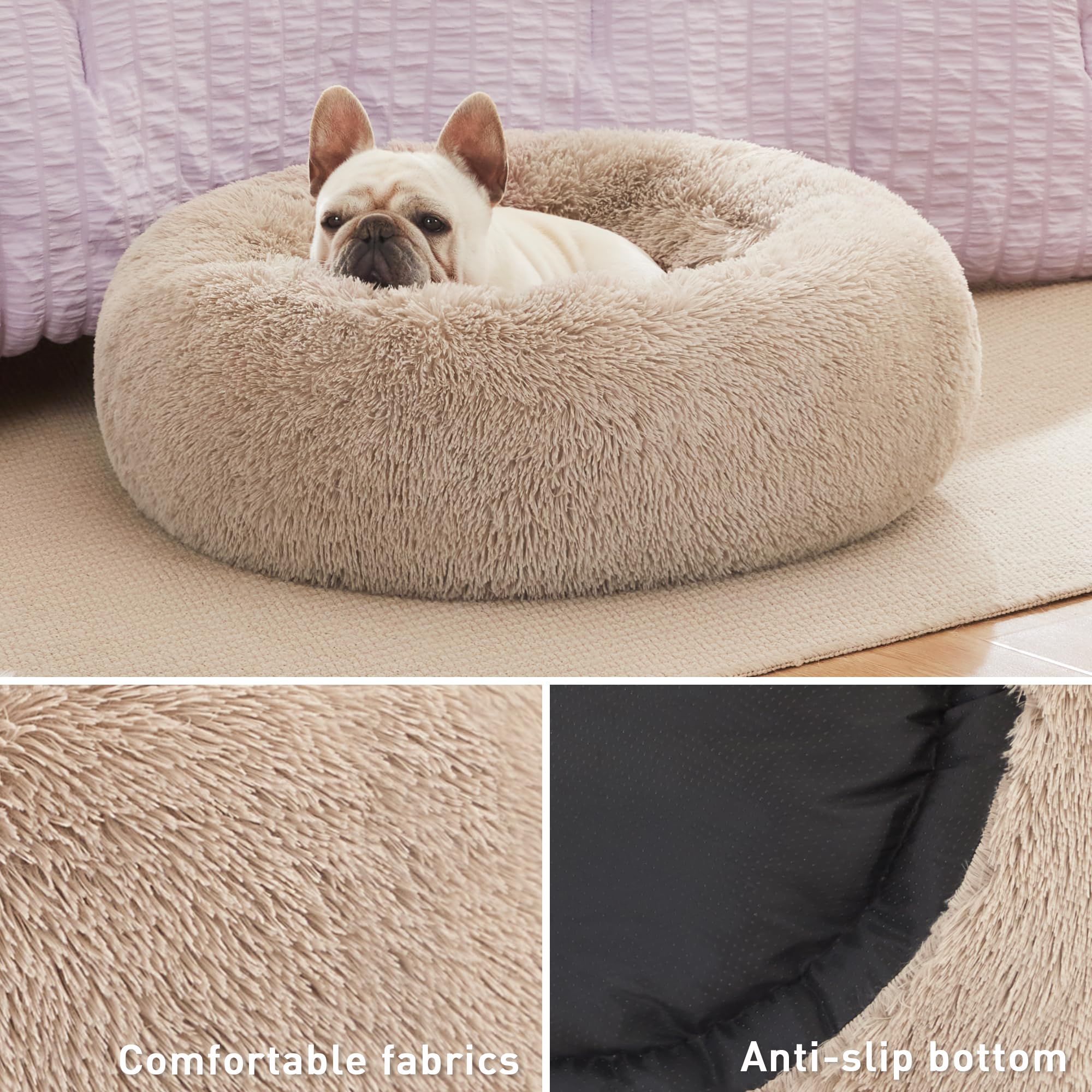Love's cabin Calming Dog Cat Bed entrance view demonstrates cozy nook feel