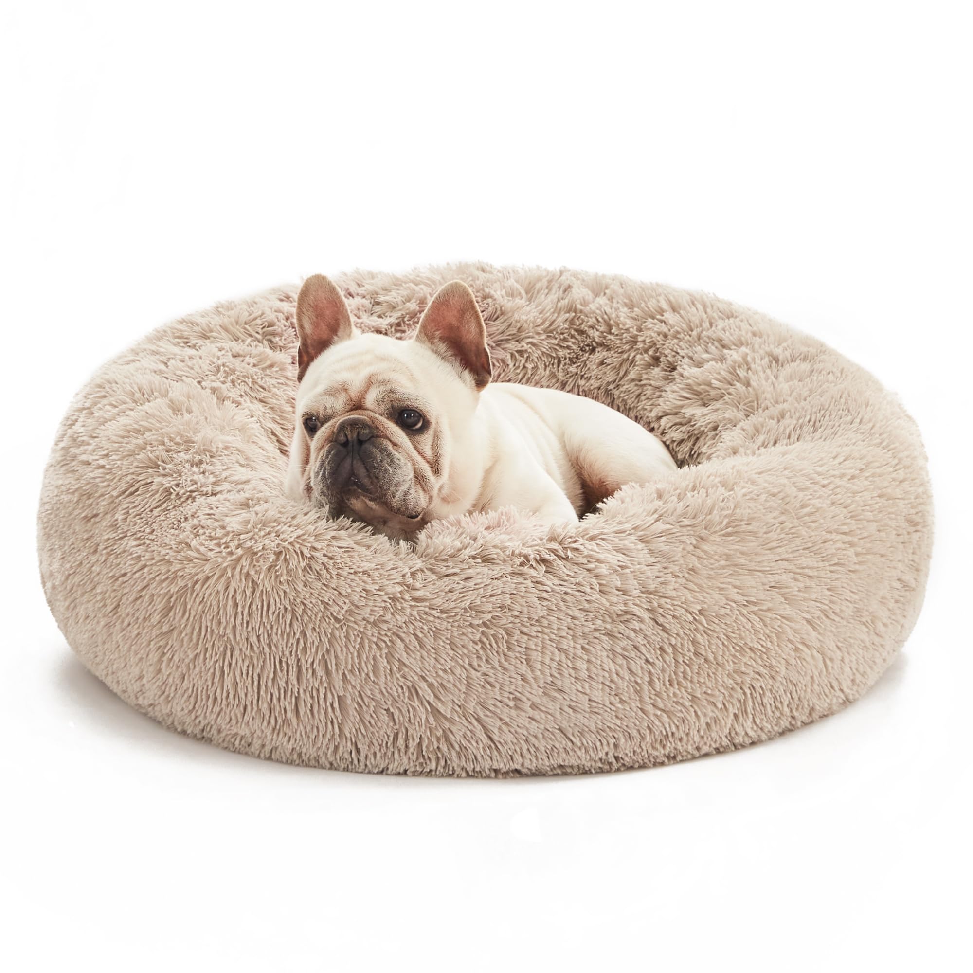 Love's cabin Calming Dog Cat Bed top view shows nest walls for secure lounging