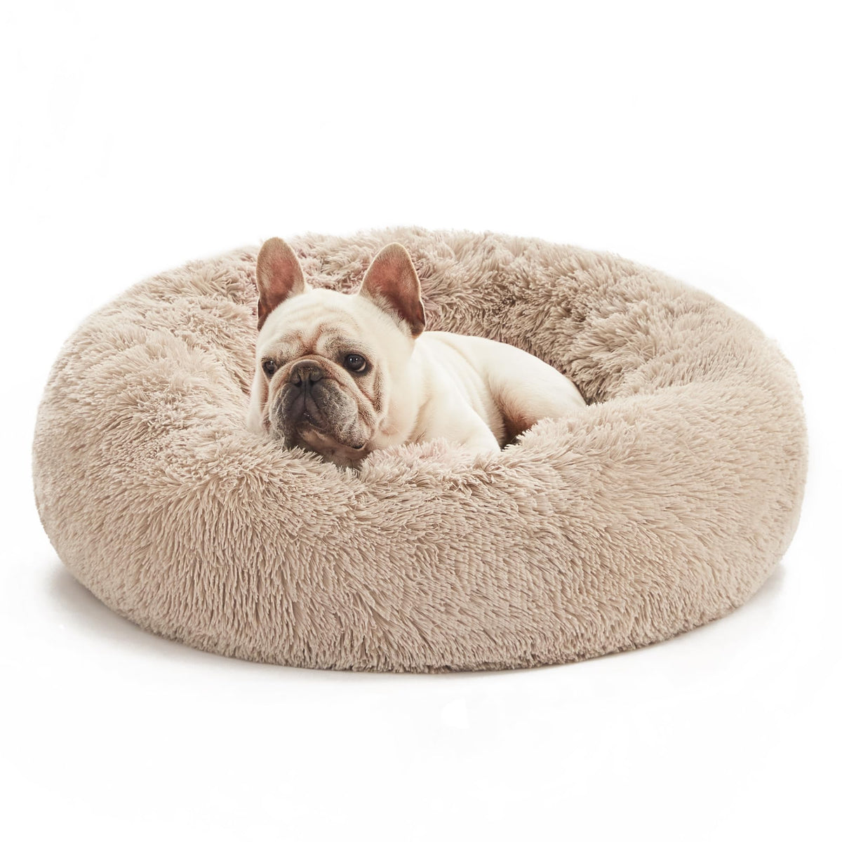 Love's cabin Calming Dog Cat Bed top view shows nest walls for secure lounging