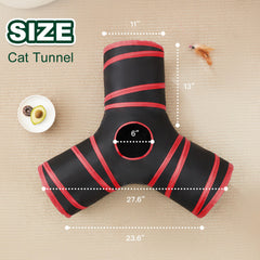Love's cabin cat-tunnel 3way-entrances shows multi-entry exploration for cats.
