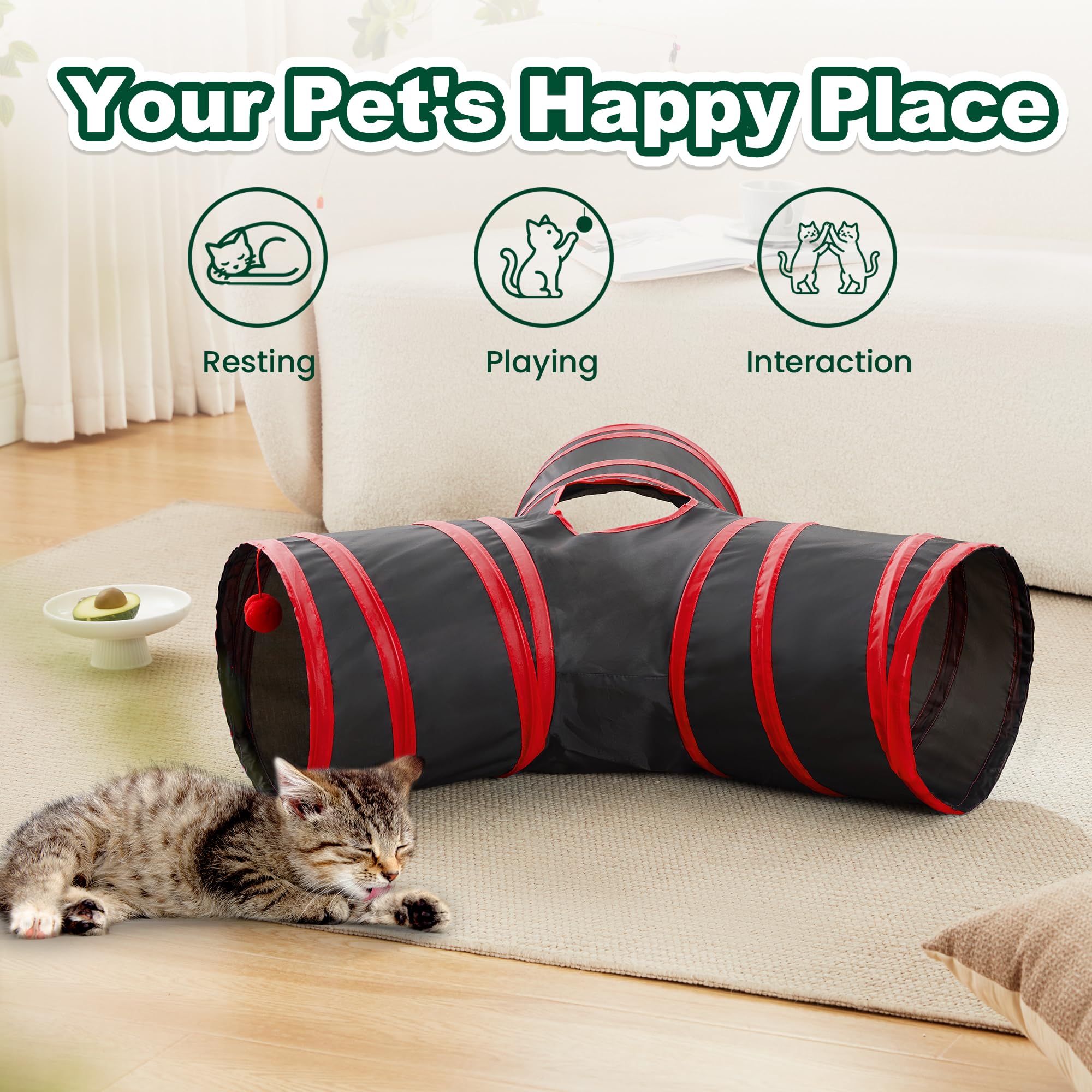 Love's cabin cat-tunnel collapsible-folded demonstrates portable storage and travel-ready design.