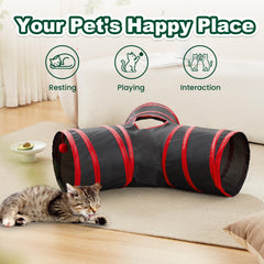 Love's cabin cat-tunnel collapsible-folded demonstrates portable storage and travel-ready design.
