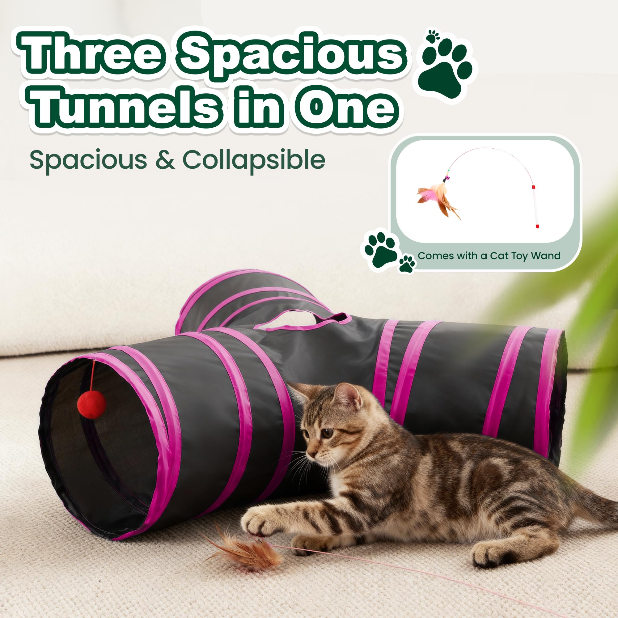 Love's cabin cat tunnel interior view highlights multiple tunnels for exploration.