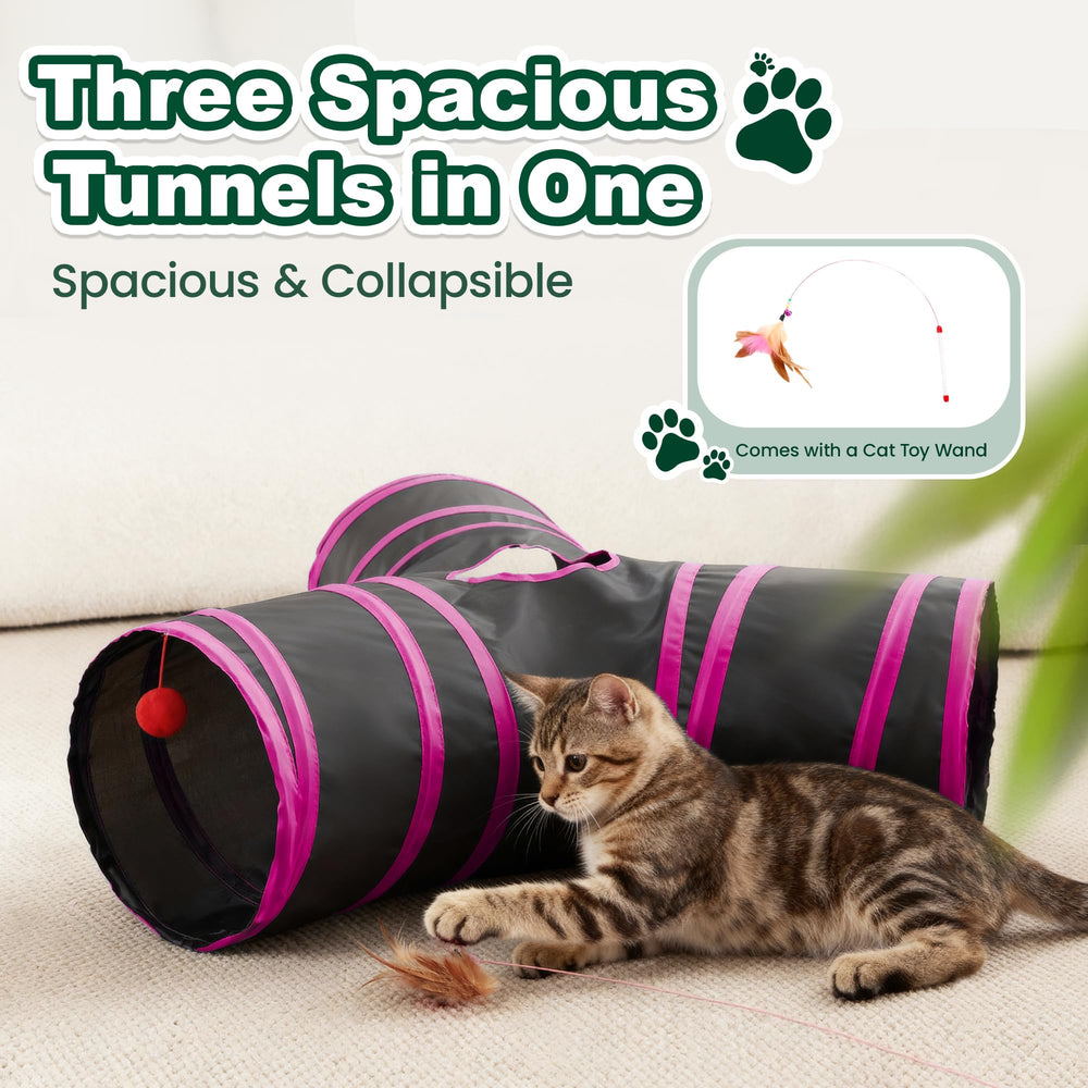 Love's cabin cat tunnel interior view highlights multiple tunnels for exploration.