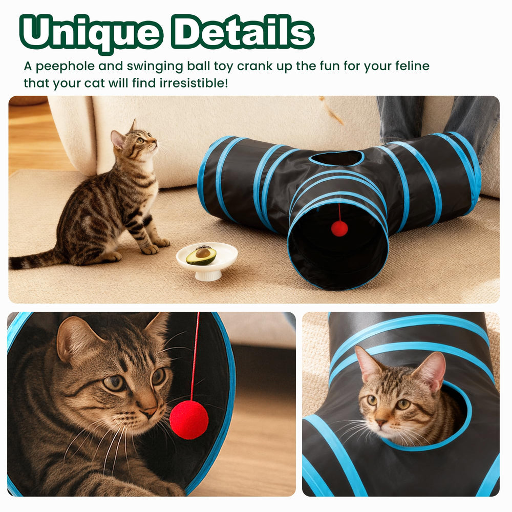 Love's cabin cat-tunnel spring-steel frame supports energetic play