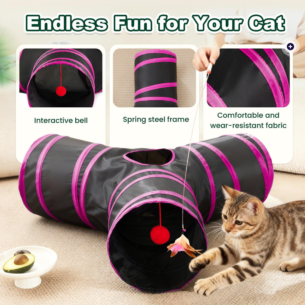 Love's cabin cat tunnel tear-resistant fabric with sturdy frame for durability.