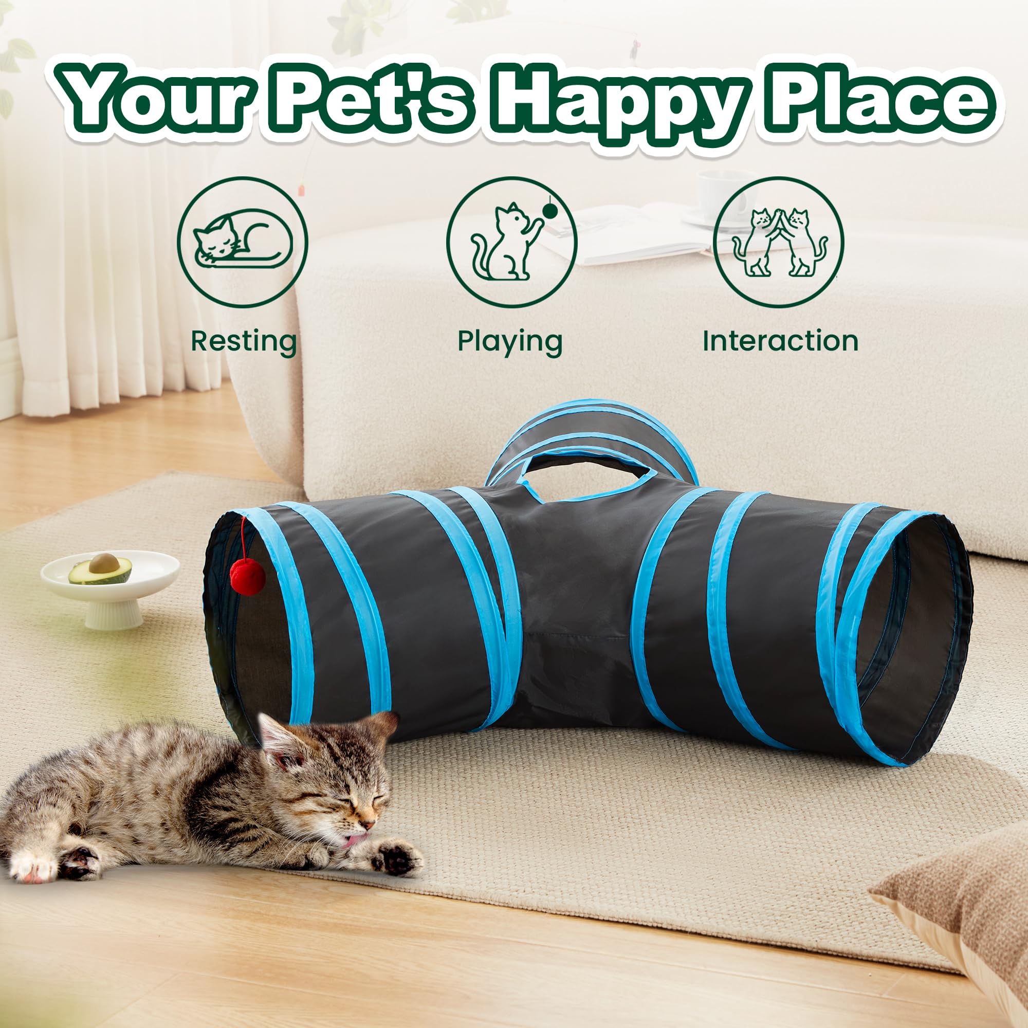 Love's cabin cat-tunnel assembled tubes form sturdy play structure