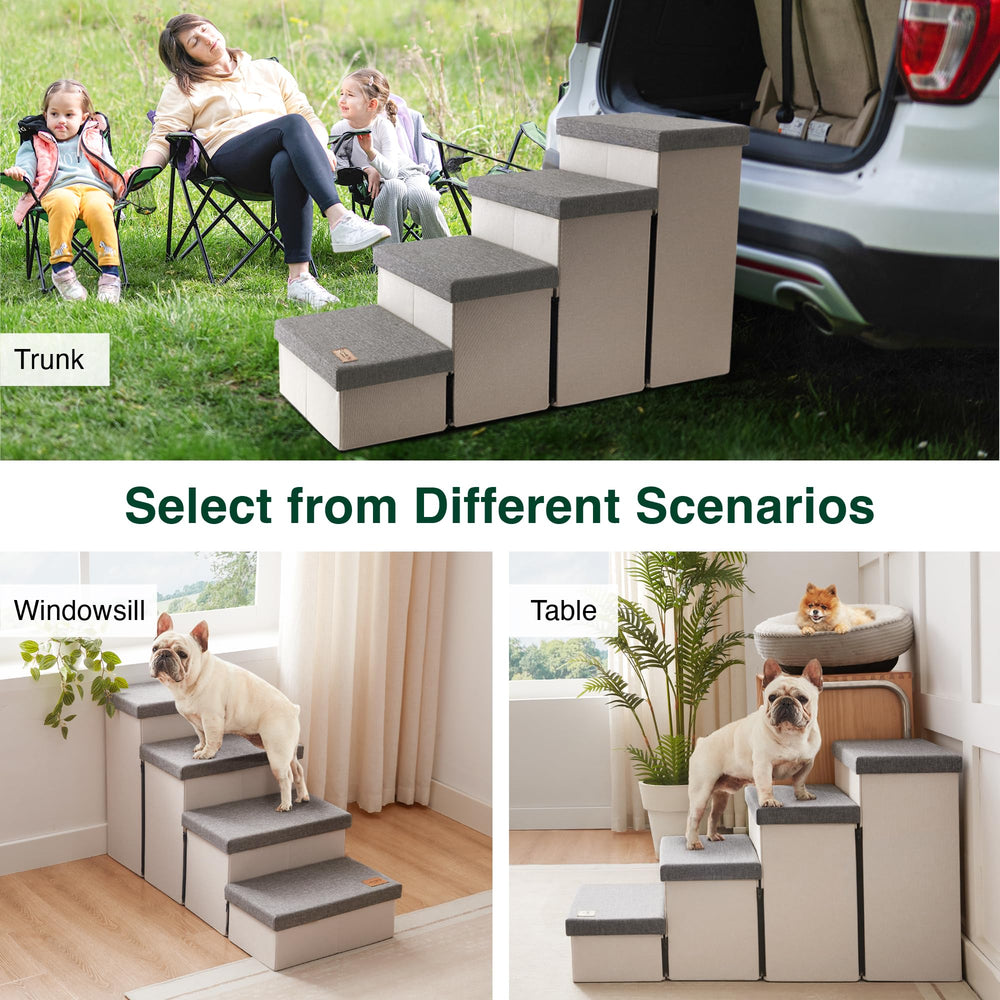 Love's cabin dog stairs supports up to 200 lbs for sturdy pet access