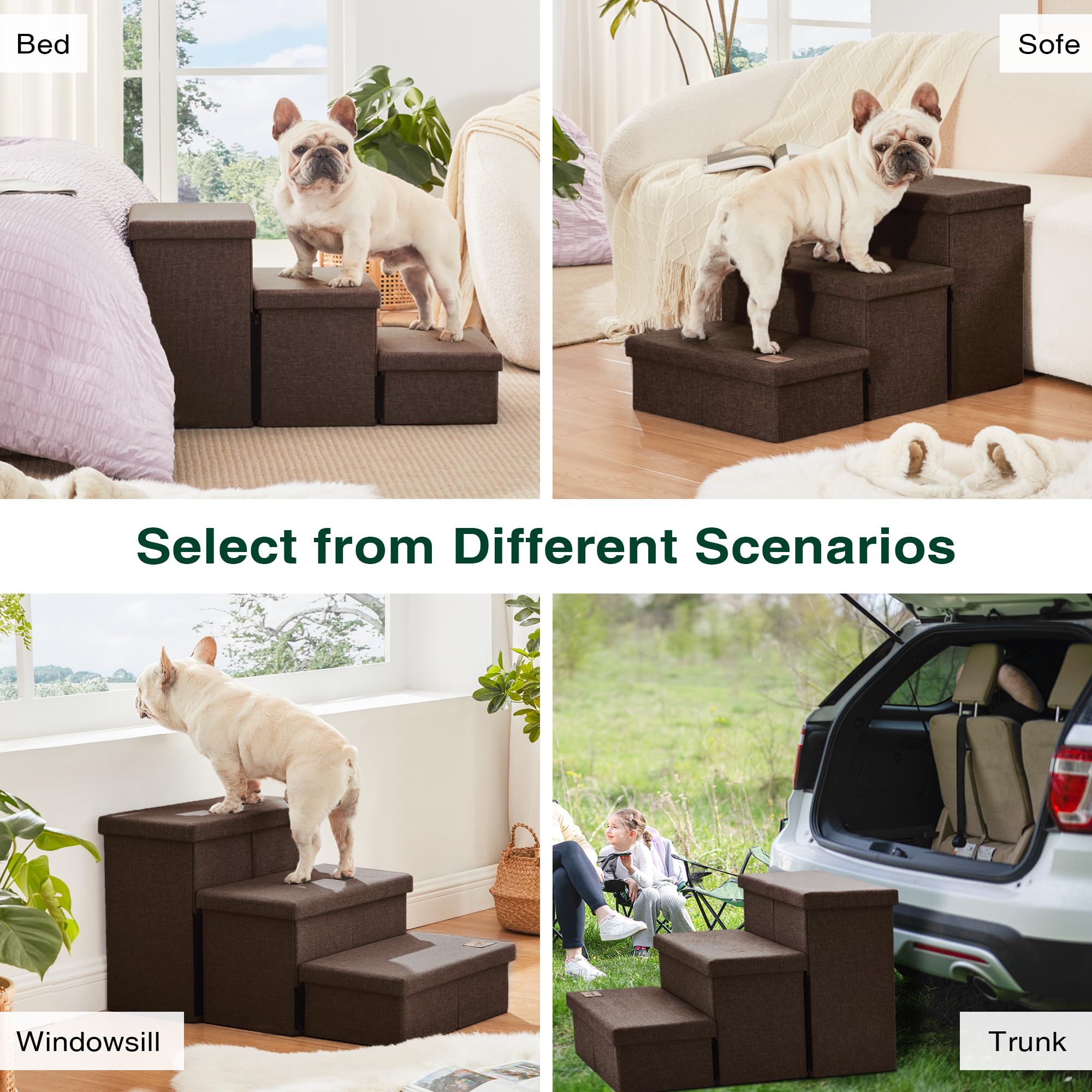 Love's cabin dog stairs assembly guide image highlights quick setup