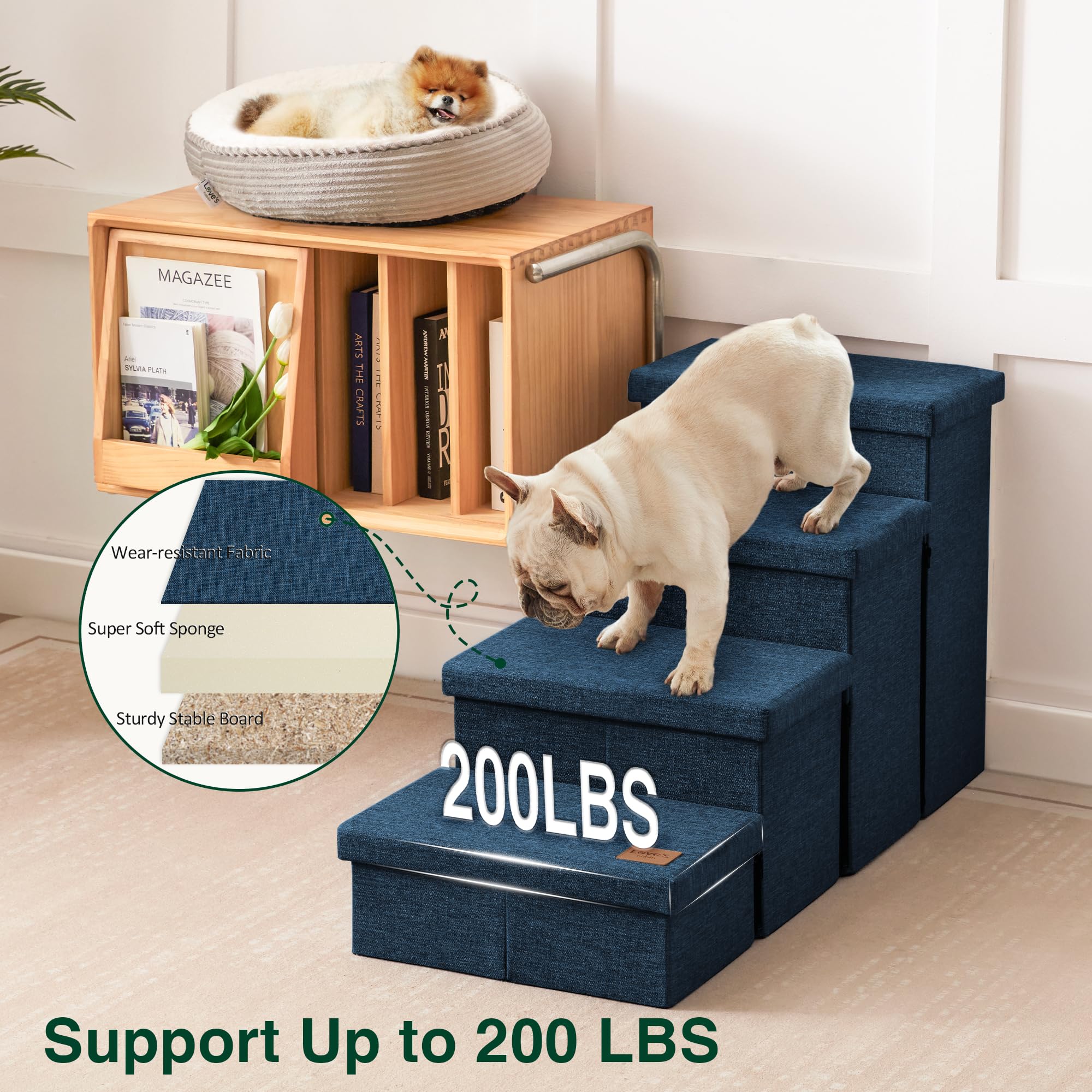Love's cabin dog stairs assembly video helps quick setup.