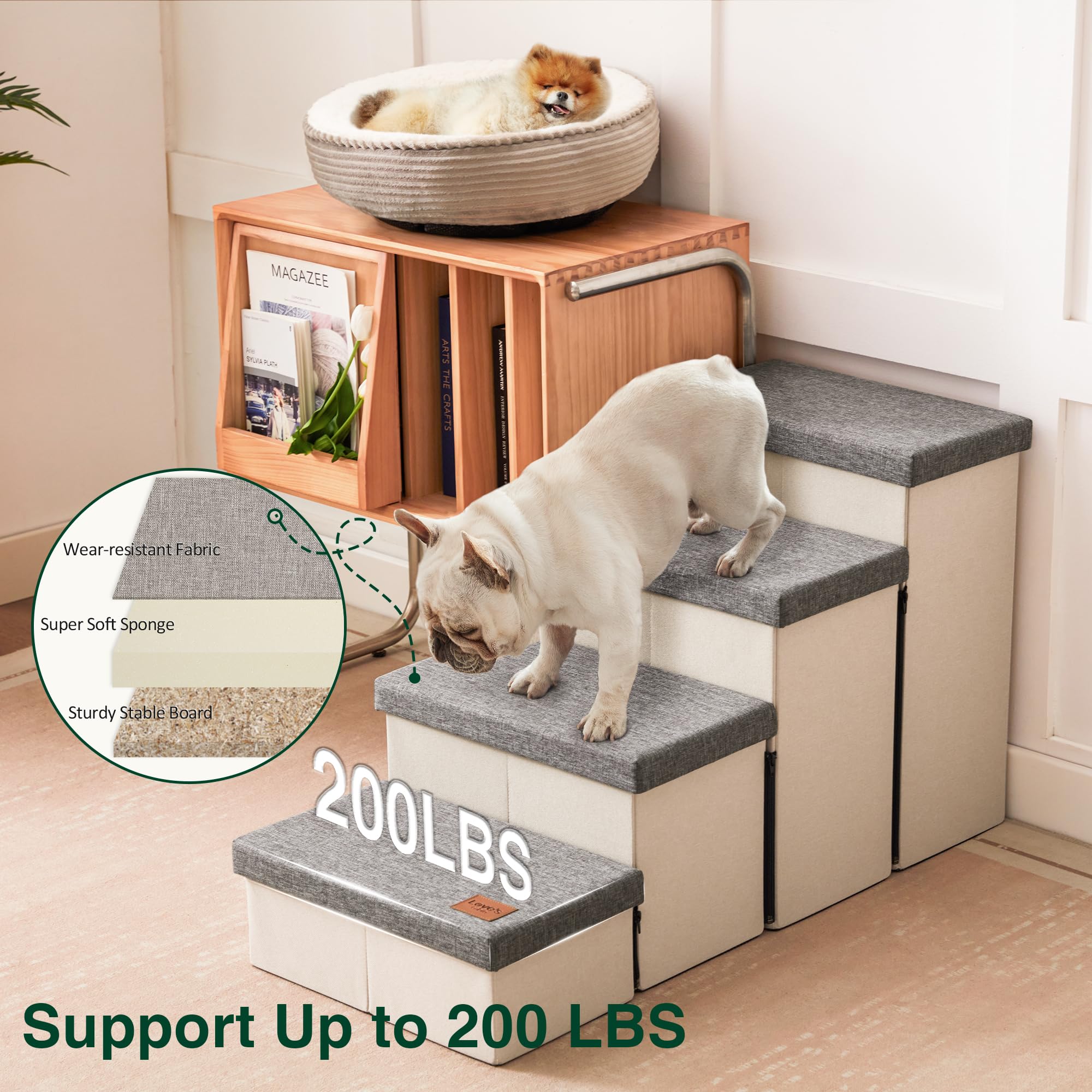 Love's cabin dog stairs fits bed and couch heights for versatile access